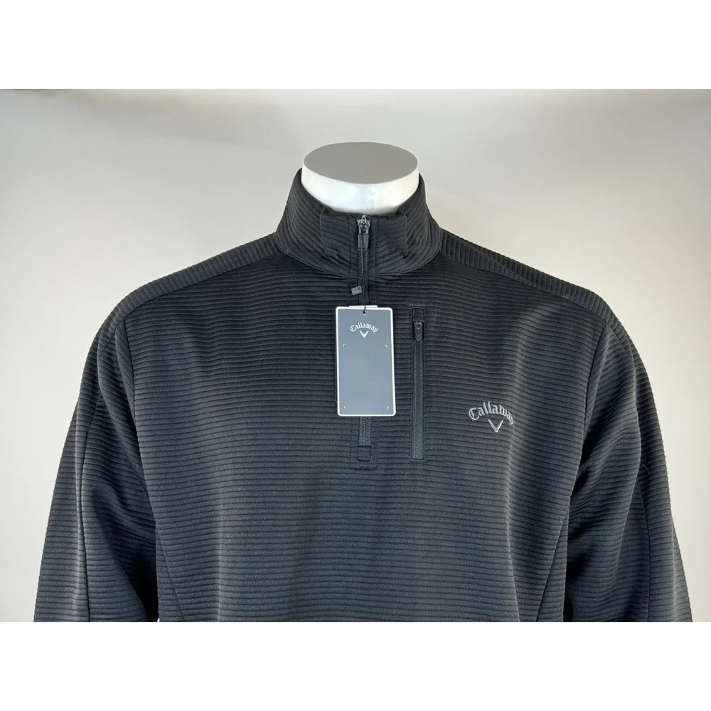 Callaway Golf Ottoman Quarter Zip Base Layer Pullover Mens L NWT Opti-Dri Black - Picture 10 of 12